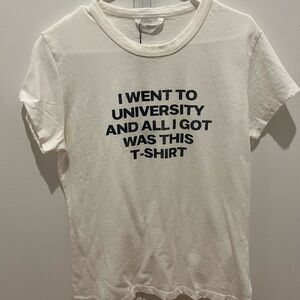 Cream graphic tee distressed edges NWT